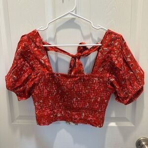 Band of the Free Floral Red Women's Crop Top